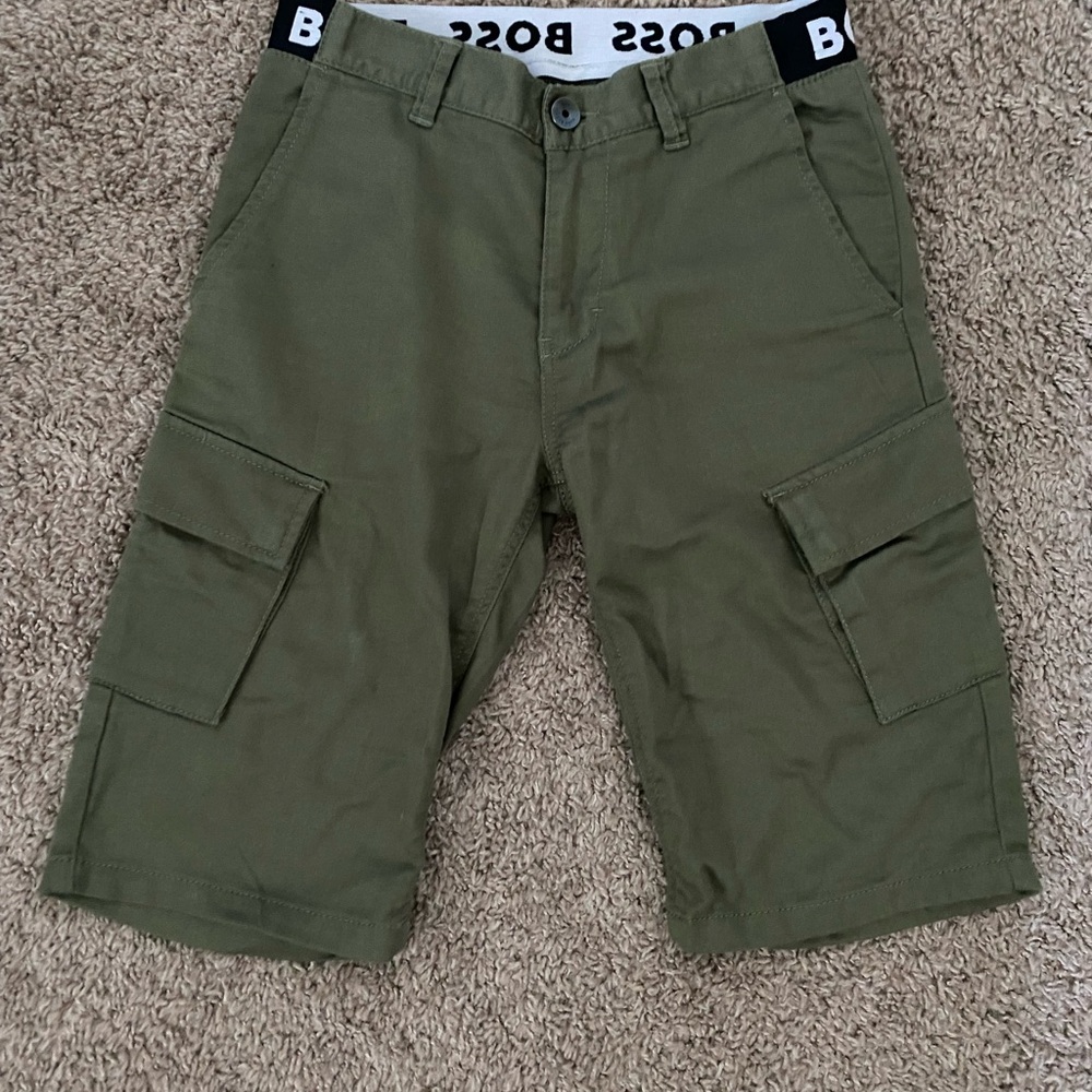 BOSS Boys Green Cargo Shorts